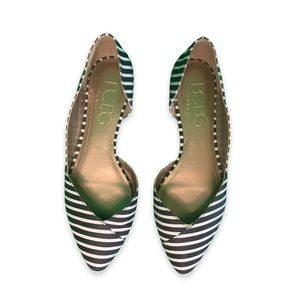 BCBG Black/White Striped Satin Flats Size 7